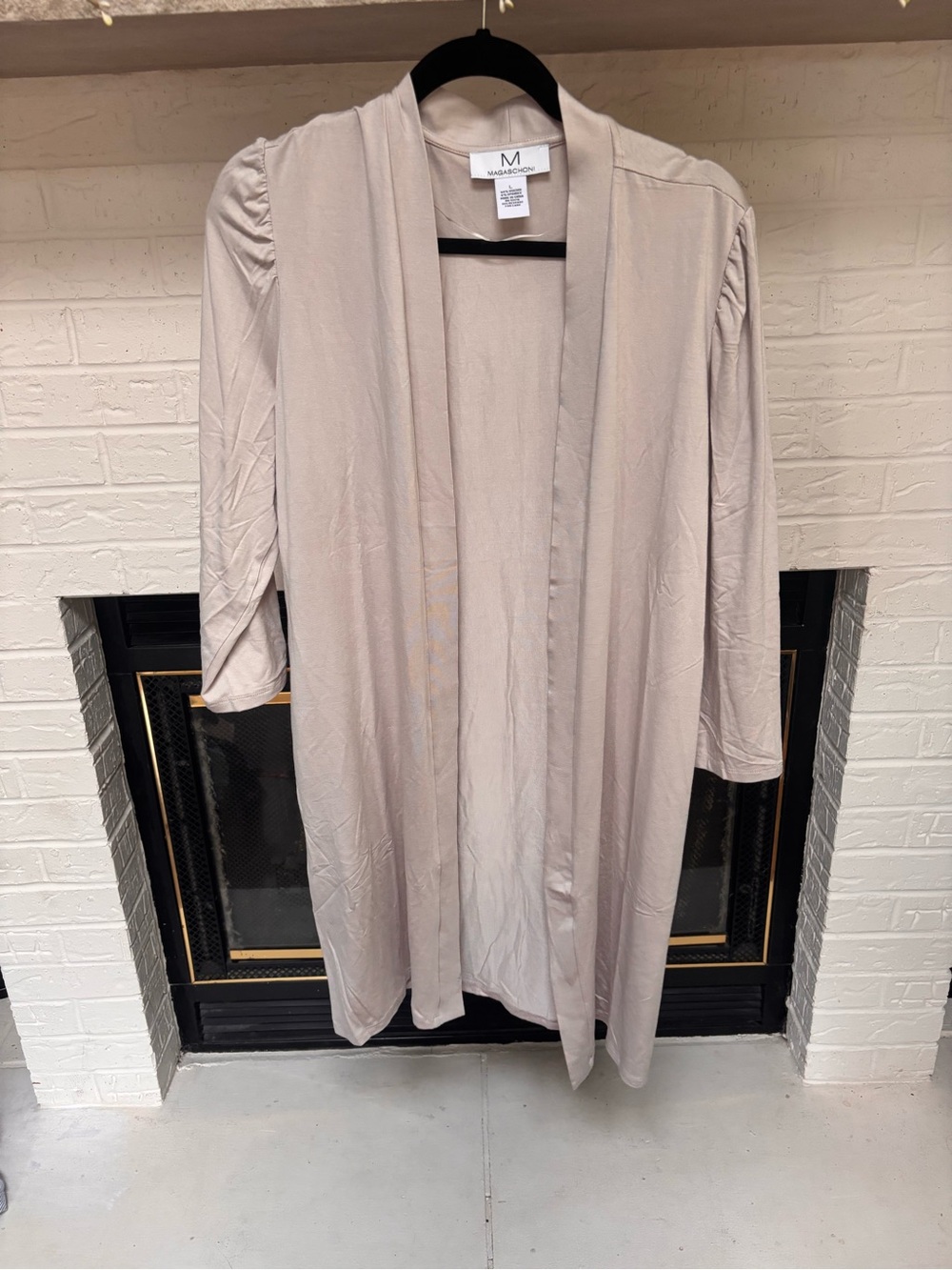 Magaschoni Light Taupe Open-Front Lightweight Robe Cardigan